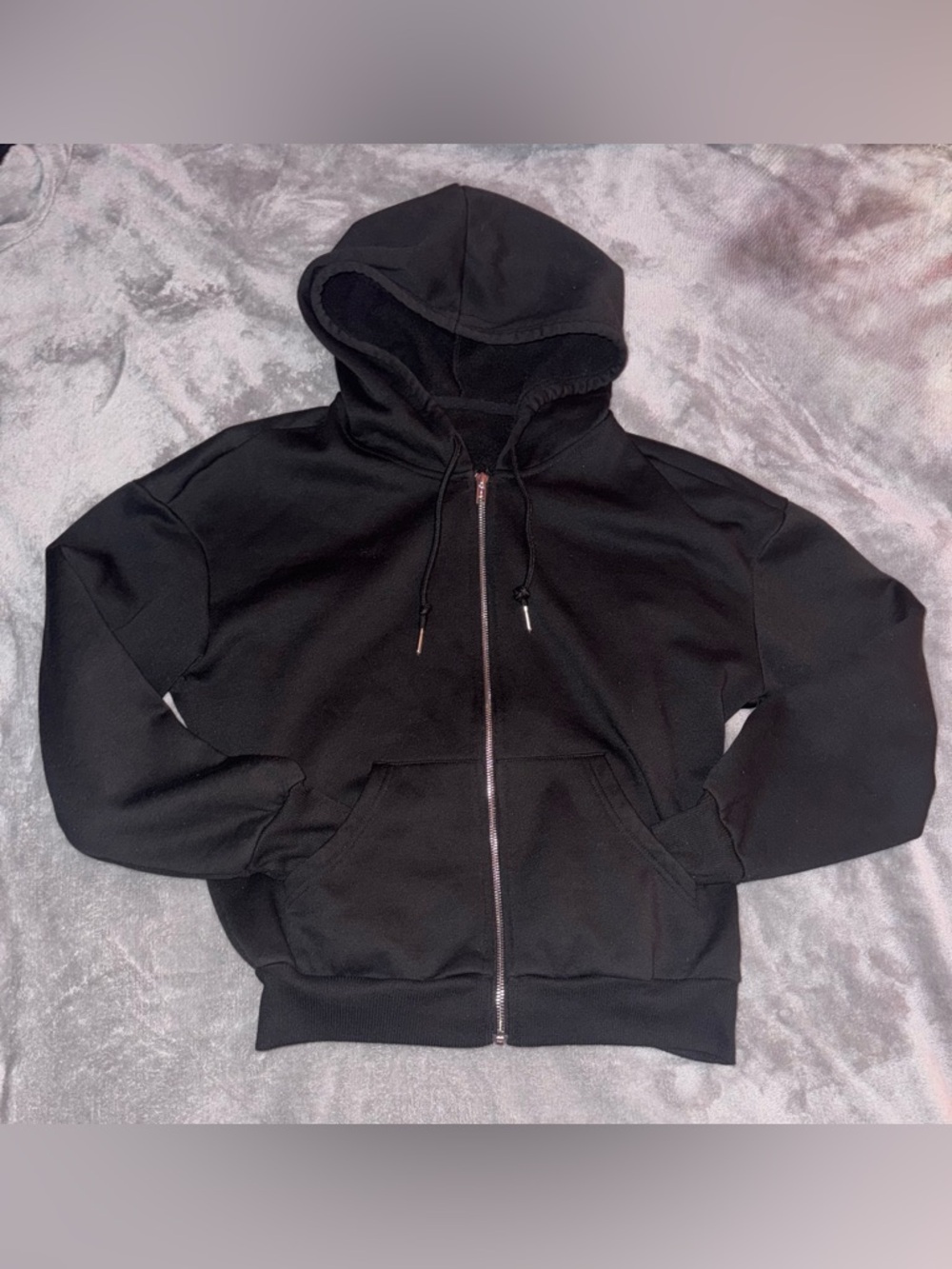 Classic Black Zip-Up Hoodie Oversized